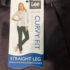 NWT Lee Curvy Fit Womens Sz 14P 28" Inseam Dark Chocolate Brown Mid-Rise Str Leg